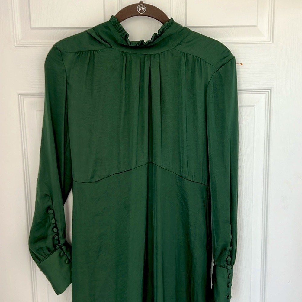 NWT ZARA Elegant Satin Long Sleeve Mock Neck Midi Dress Size Small $80 - Picture 6 of 11